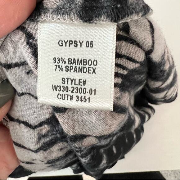 Gypsy Black tide dye design Long Sleeve Fitted Jersey Midi Dress size Small (137 - Picture 6 of 8